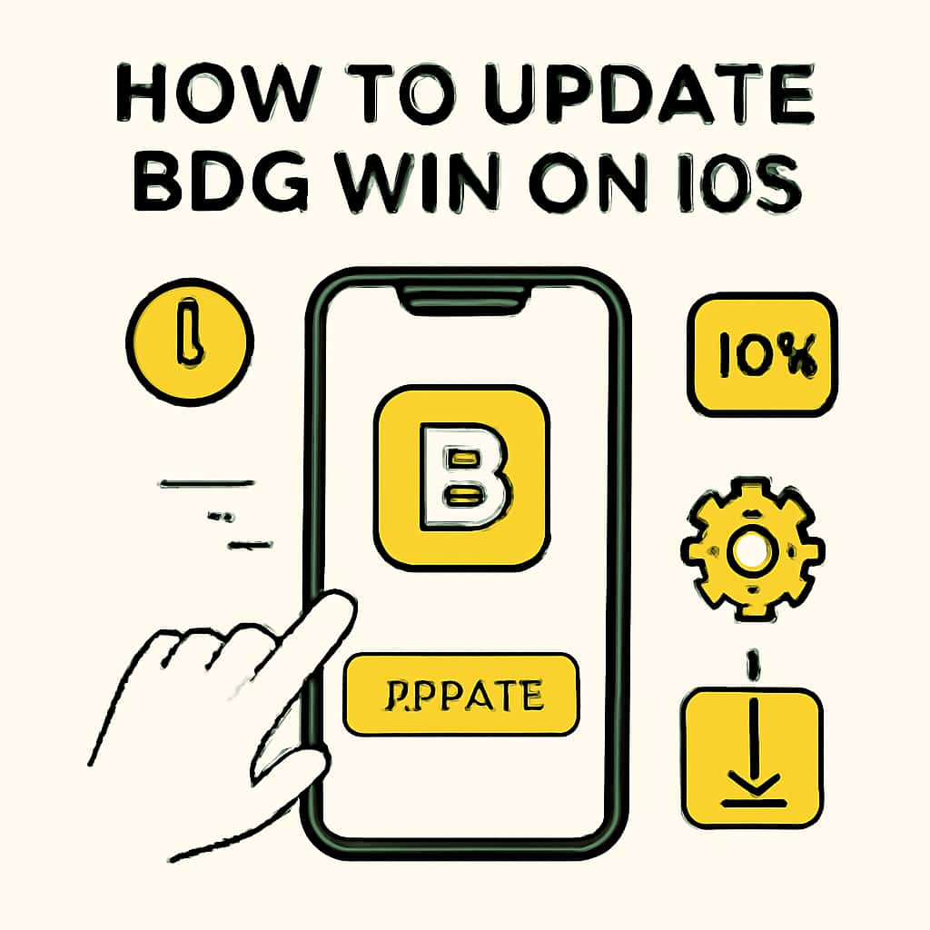 Illustration of the update process for BDG Win on iOS.