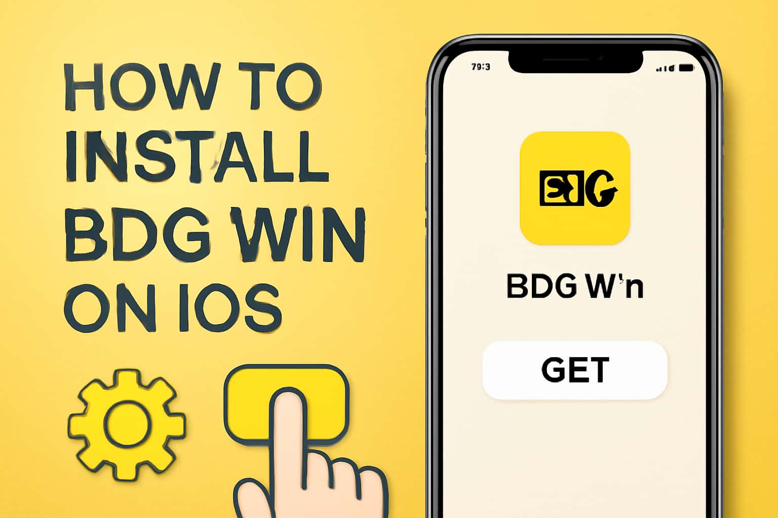 Informational scene illustrating installation steps for BDG Win on iOS.