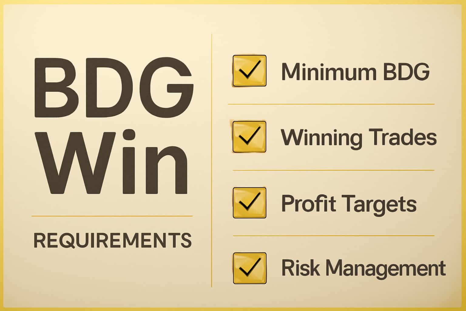 Informational scene representation of BDG Win Requirements.